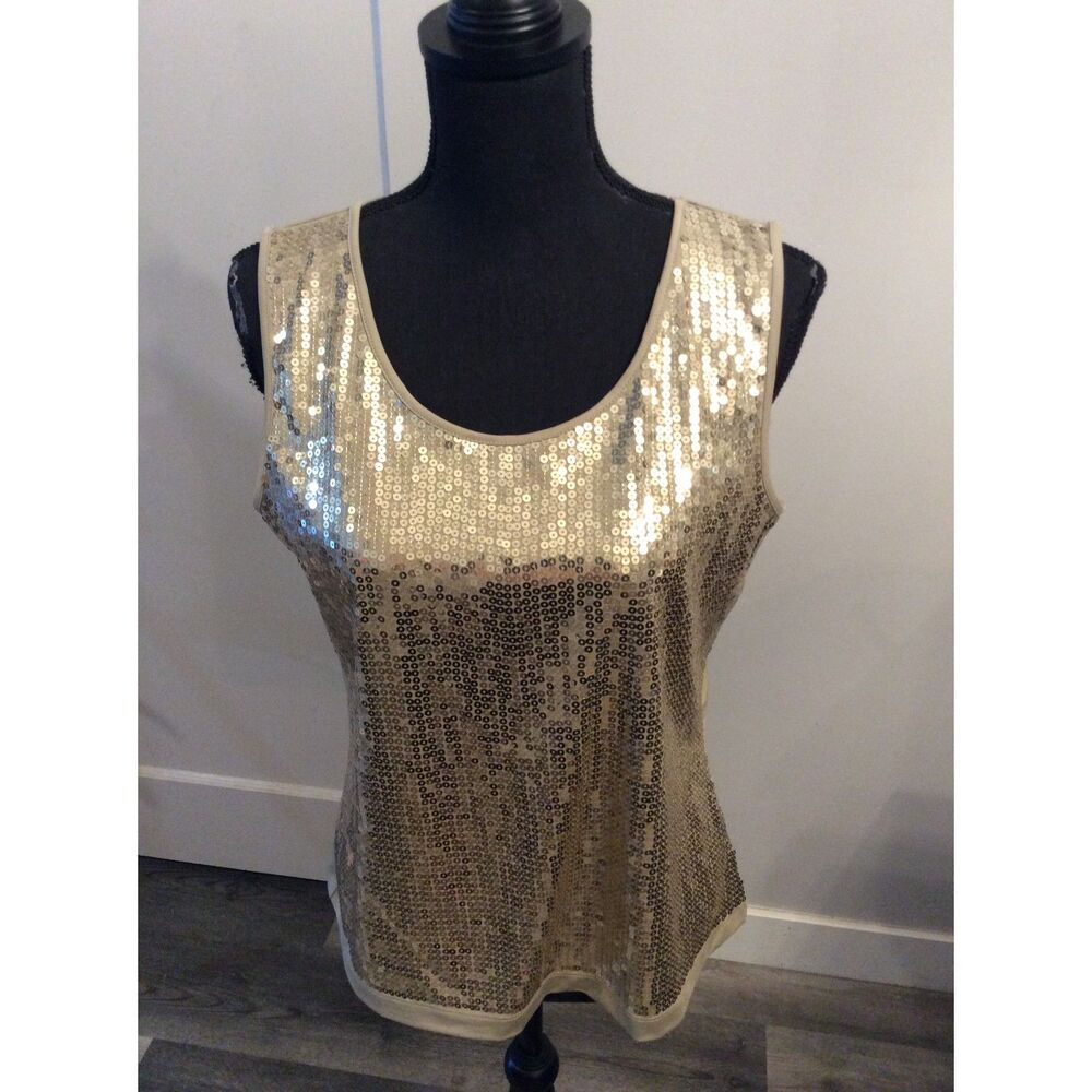 Joan Rivers Medium Gold Bling Tank VNC Stretchy